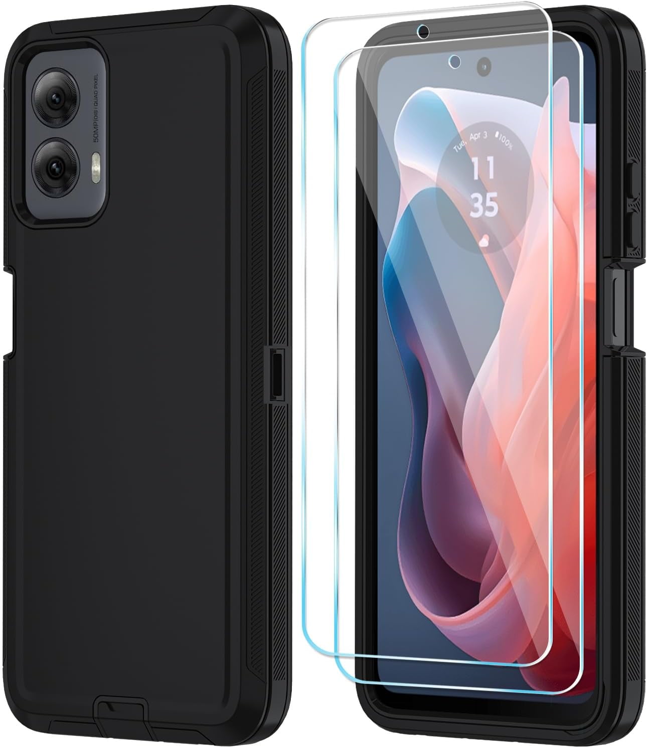 HCTian Phone Case for Motorola Moto G Power 5G 2024 Case with HD Screen Protector, Heavy Duty Shockproof & Cover Phone Case for Moto G Power 2024