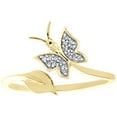 thumbnail image 2 of 10K Yellow Gold Diamond Butterfly + Leaf Bypass Women's Right Hand Ring 0.20 Ct., 2 of 5