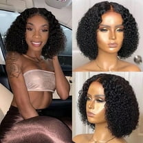 YSGFHGJW Headband Wig Human Hair,Short Roll Curly Hair Middle Score Wig Fashion Natural Wig High Temperature Wire 13.77in Short Wig For Women Daily LifeParties, Festivals,Black