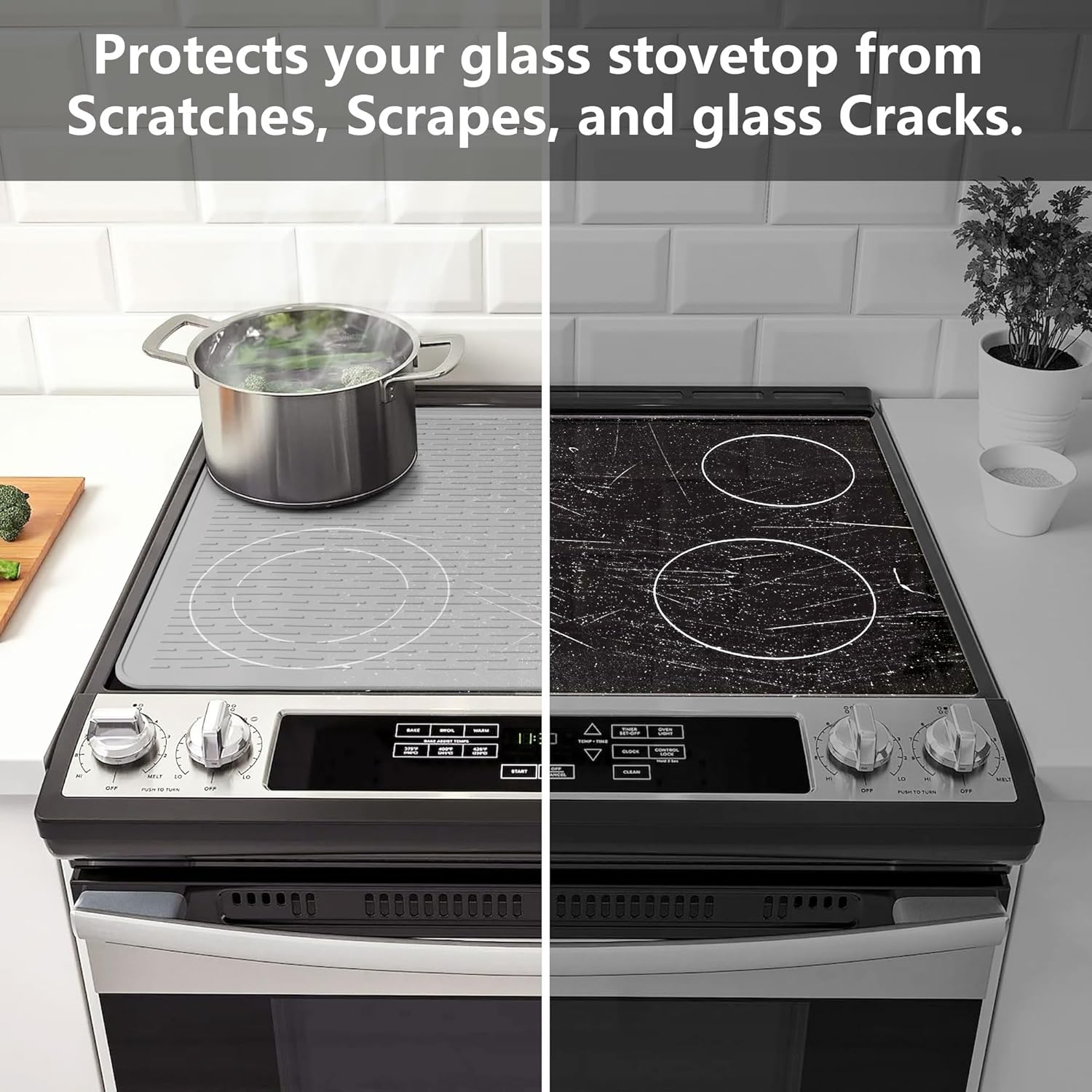 Neighborly Nook Stove Top Cover for Electric Stove - Silicone Stove Mat for Glass Top, Glass Cooktop Protector, XL Dish Drying Mats For Kitchen,Oven Covers for Electric Stove (Hyaline,28 x 20)