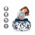 thumbnail image 2 of Hawaii Storage Toy Bag Chair, Monochrome Foliage Bouquet Abstract Art the Flower of Aloha State Hibiscus, Stuffed Animal Organizer Washable Bag, Large Size, Navy Blue White, by Ambesonne, 2 of 3
