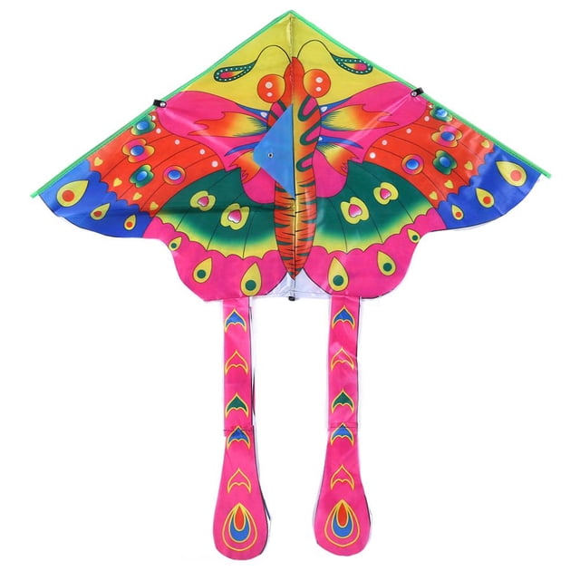 90x50cm Paño brillante Cometa de mariposa colorida Cometas plegables para exteriores (A)