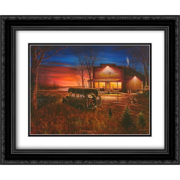 Patiently Waiting 2x Matted 21x17 Black Ornate Framed Art Print by Jim Hansel