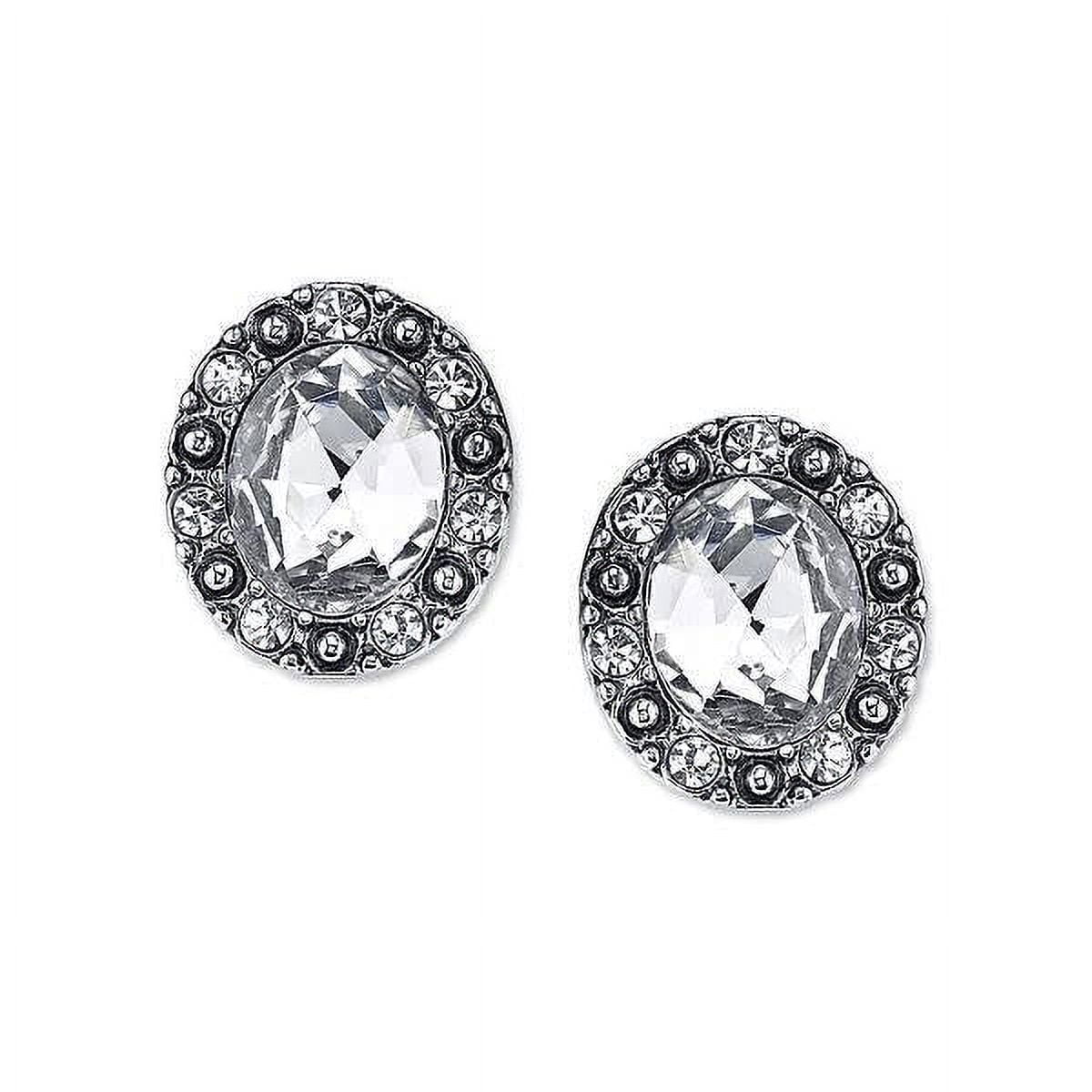 1928 Jewelry Crystal Clear Post Button Earrings