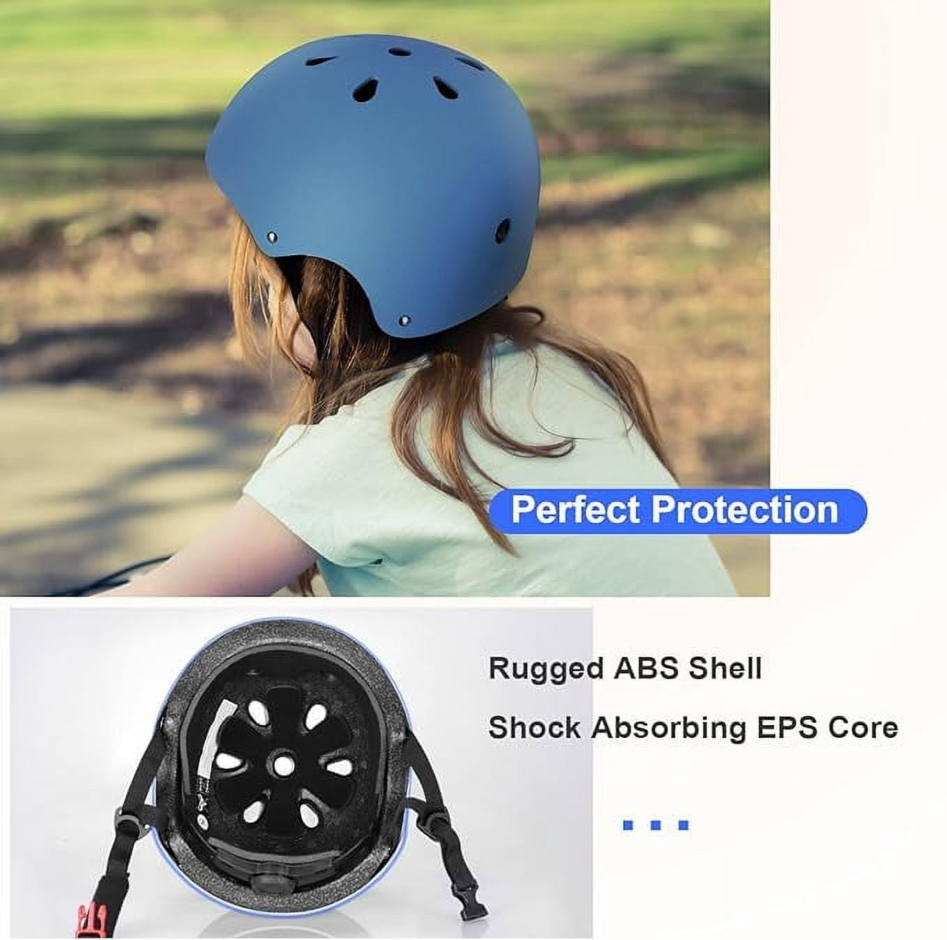 Kids Bike Helmet for Toddlers 3-8 Years, Adjustable Lightweight Multi-Sport Protection for Cycling & Skateboarding - Blue