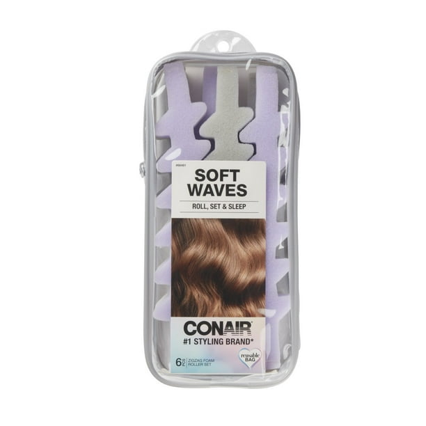 Conair Soft Waves Heatless Foam SelfHolding Hair Roller Curling Set, 6