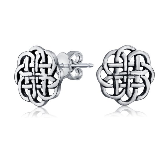 Bling Jewelry Womens Small Floral Medallion Shield Celtic Knot Disc Stud Earrings Sterling Silver