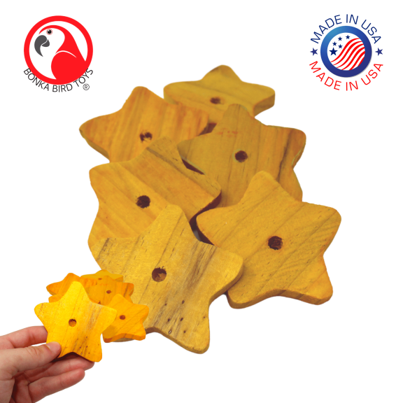 Bonka Bird Toys 1150 Pk6 Yellow Jumbo Wood Stars