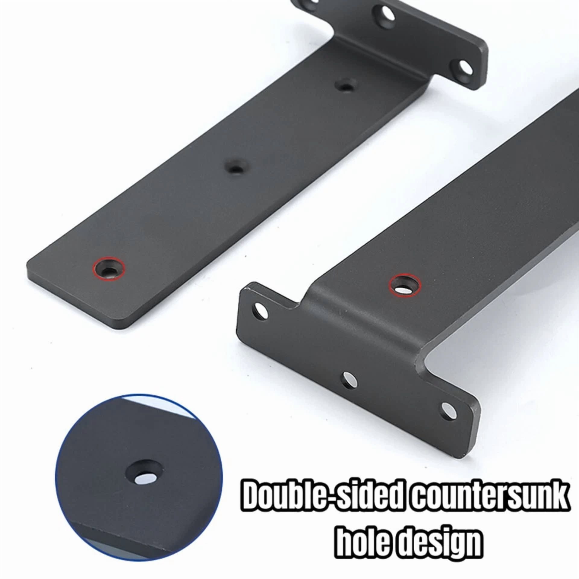 2Pc Black Shelf Bracket Floating Shelf Supports Premium Alloy Metal Heavy Sale