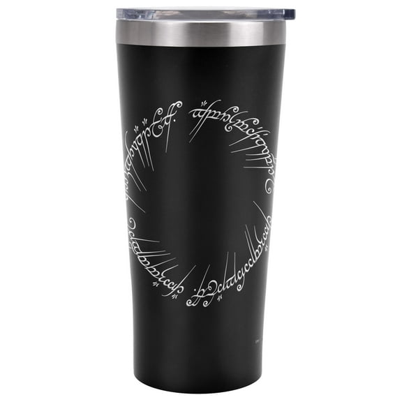 Lord of The Rings Official Mordor Script 20 oz Travel Tumbler, Stainless Steel, Vacuum Insulated with Leak Resistant Slide-Lock Lid