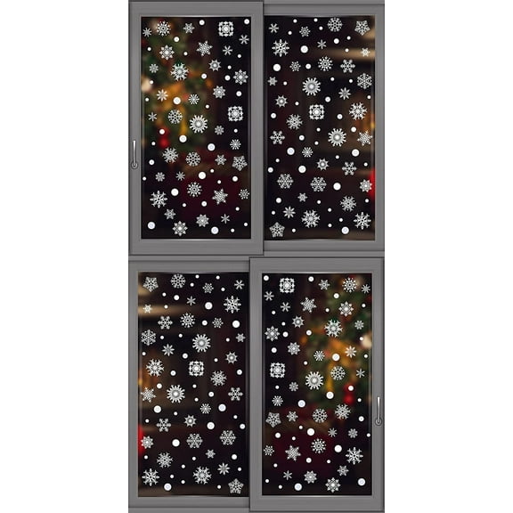 155 Pieces Christmas Window Clings Christmas Decorations Clearance Christmas Wall Sticker Double-Sided Reusable Peel and Stick Removable for Glass Living Room Delicate Lace Snowflakes