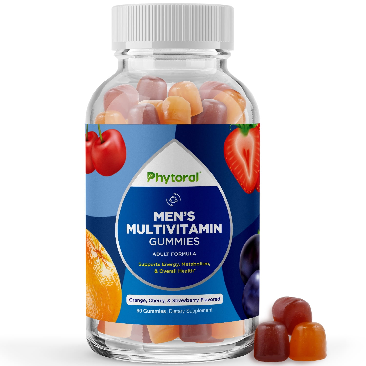 Multivitamin Gummies for Men with Zinc 90ct - Phytoral Mens Multivitamin Gummy with Vitamin A, B, C, D, Zinc, Iron & Biotin - Delicious Natural Vitamin Gummies for Immune Support and Overall Health