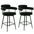 thumbnail image 6 of ONEVOG 26.7'' Swivel Counter Height Stools Set of 2, Modern Barrel Bar Stools with Backs & Arm Rest, Upholstered Sherpa Counter Chairs for Kitchen Island, Black, 6 of 9