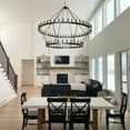 thumbnail image 3 of Extra Large 2-Tier Wagon Wheel Chandelier, 88-Light Black Farmhouse Pendant Light for High Ceiling, Rustic Round Hanging Chandelier for Dining Room, Kitchen Island, Foyer, Entryway, 3 of 10