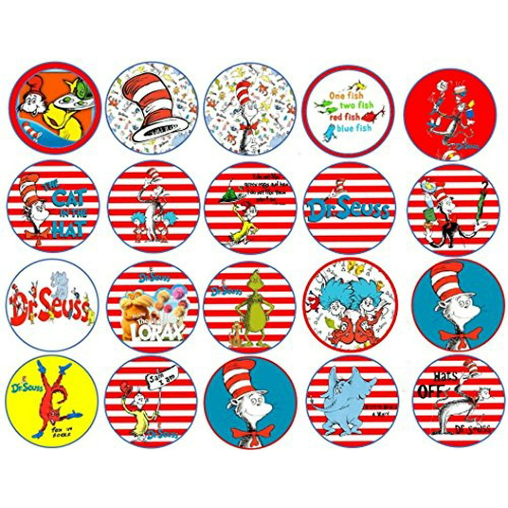 20 Dr. Seuss Green Eggs And Ham Hats Off Edible Cupcake Toppers Images ...