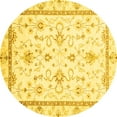 thumbnail image 1 of Ahgly Company Machine Washable Indoor Round Oriental Yellow Traditional Area Rugs, 8' Round, 1 of 4