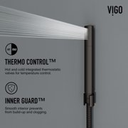 VIGO Bowery 58 in. H x 5 in. W 4-Jet Shower Panel System with Square Rainhead, Tub Filler and Hand Shower Wand in Matte Black