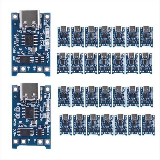 Módulo Cargador de Batería de Litio 18650 Tipo C de 30 Piezas, Placa de Carga de 5 V y 1 A con Doble Protección para Proyectos de Bricolaje.