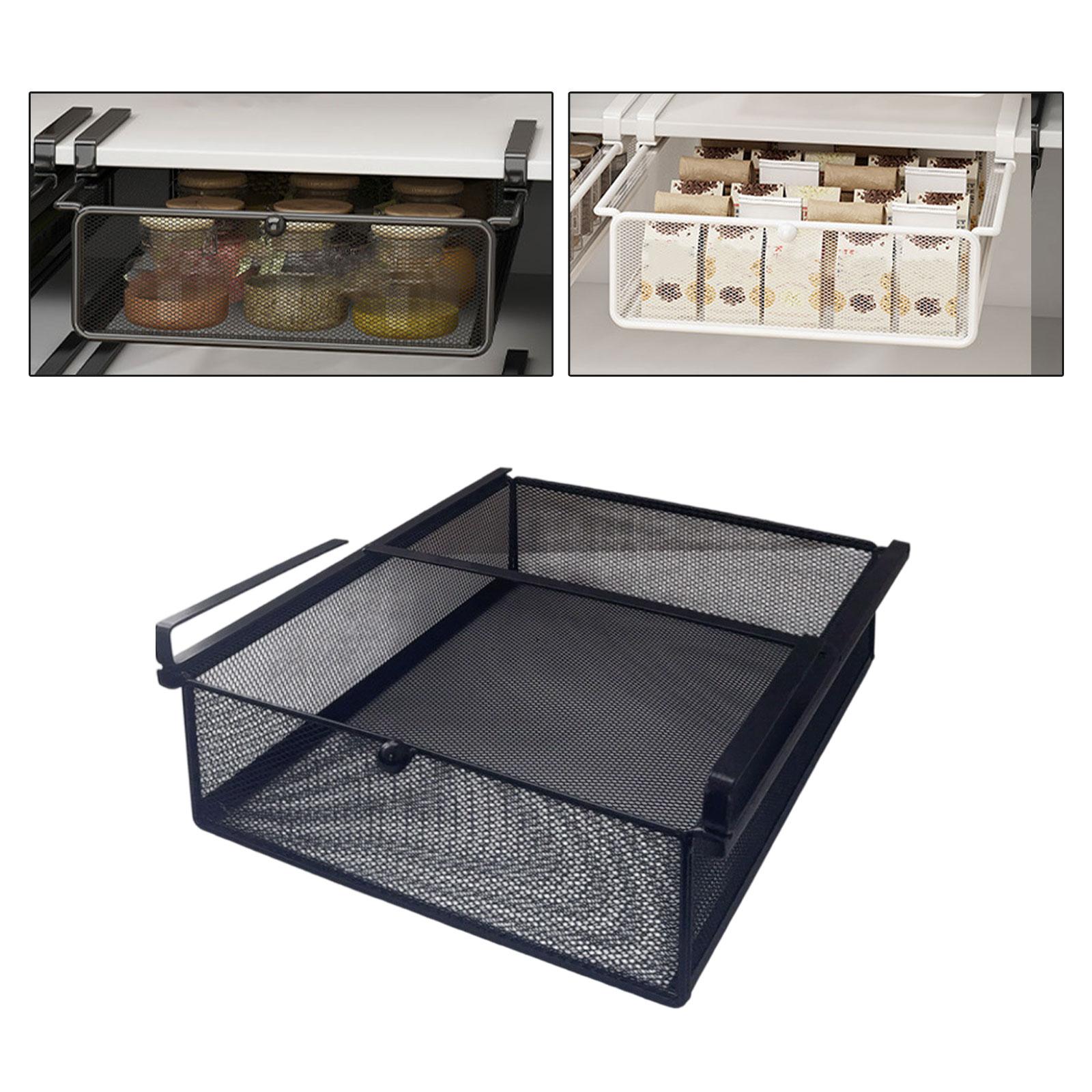 Kuntesetty Hanging Pullout Drawer Basket Slide in Basket Organizer for Home Pantry Dorm black Widen
