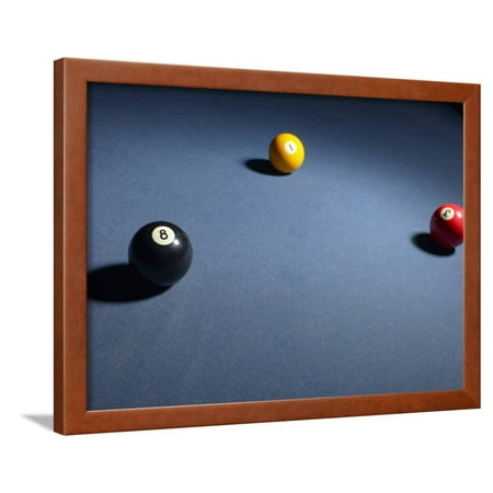Pool On Blue Felt Table Framed Print Wall Art
