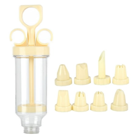 

Pastry Decorating Nozzle Set Cookies Piping Syringe with 8Pcs Nozzles for Cake DecoratingCream‑Colored Nozzle
