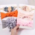 thumbnail image 2 of Diademas de bebé de flores de punto de Cable para niña, elástico turbante, bandas para el cabello infantiles, envoltura para la cabeza de nailon para recién nacido, 2 of 5