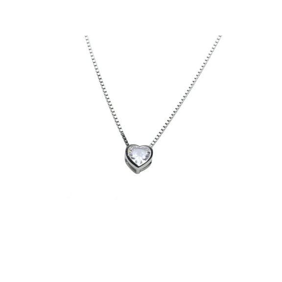 925 Sterling Silver Necklace for Women Trendy - Cubic Zirconia Heart Pendant Necklace with Box Chain, Minimalist Elegant Jewelry with RTT Jewelry Box