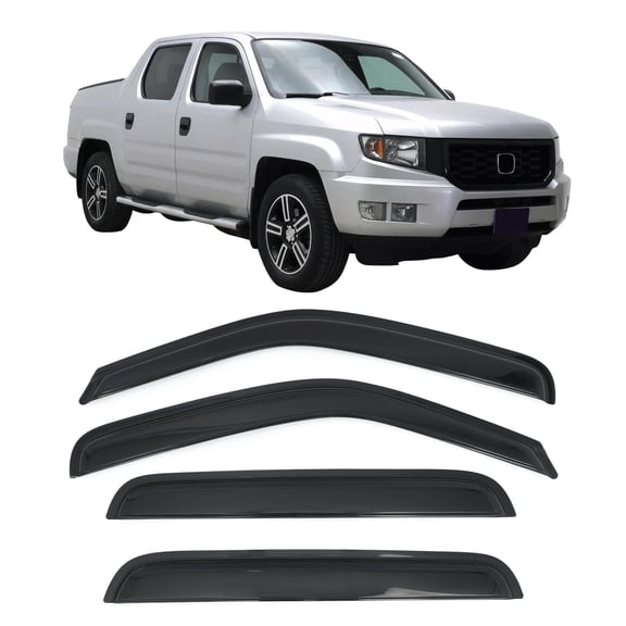 Ikon Motorsports Window Visors Compatible With 2006-2014 Honda Ridgeline, Somke Acrylic Sun Rain Guard Deflector 4PCS