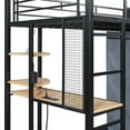 thumbnail image 4 of Twin Size Loft Metal Bed with Desk,Shelves,Power Outlet,LED Light and Wardrobe, Black, 4 of 10