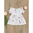 thumbnail image 4 of Genuiskids Toddler Baby Girls Sweet Style Princess Dress Infant Mushroom Deer Printing Round Collar Lace Splicing Short Sleeve Skirt 3M-3T, 4 of 9