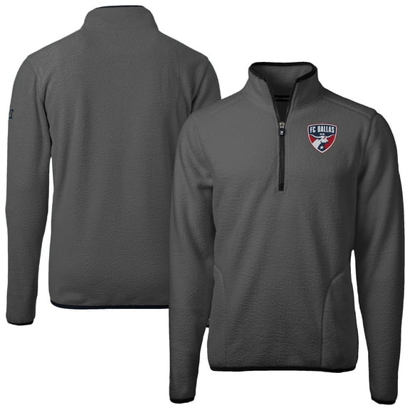 Men's Cutter & Buck Gray FC Dallas Cascade Eco Fleece Quarter-Zip Jacket
