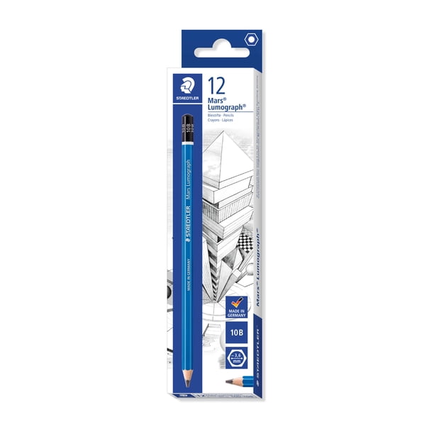 Lápiz de Dibujo Graphito STAEDTLER Mars Lumograph 10B Paquete de 12