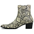 thumbnail image 2 of OSSTONE Dress Boots Chelsea Snake Prints Boots for Men slip-on Leather Casual Heel Shoes JY039-Beige-7 Beige, 2 of 6