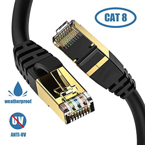 Lastest Cat8 SFTP Patch Cord ,High Speed LAN Network RJ45 Cable for Router,Modem,Gaming,Outdoor,in Wall,Weatherproof Black CableGeeker Cat 8 Ethernet Cable 10ft Shielded 26AWG,40Gbps,2000Mhz