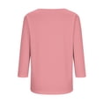thumbnail image 4 of Jaunzuar 3/4 Length Sleeve Womens Tops Solid Color Crew Neck Summer Tops Casual Work Button Down Shirts XXL, 4 of 5