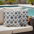 thumbnail image 4 of Blue Floral Vintage Outdoor Waterproof Pillow Covers, Farmhouse Shabby Botanical Decorative Square Throw Pillowcase Sofa Cushion Sham for Patio/Couch/Chair, 20"x20" 2 Pack, 4 of 8