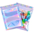 thumbnail image 5 of 100 bolsas resellables a prueba de olores, bolsa de papel de aluminio, bolsa plana con cierre hermético para almacenamiento de alimentos para recuerdos de fiesta (color holográfico, 3 x 4 pulgadas) Rojo Verde, 5 of 5