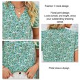 thumbnail image 3 of Blusa de verano para mujer, blusa informal holgada con manga corta de pétalos y estampado Floral con cuello en V para mujer, 3 of 6