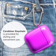 thumbnail image 6 of AirPods Case [Front LED Visible], GMYLE TPU Protective Shockproof Earbuds Case Cover Skin with Keychain Kit Set Compatible for Apple AirPods 1 & 2 (Clear Neon Purple), 6 of 6