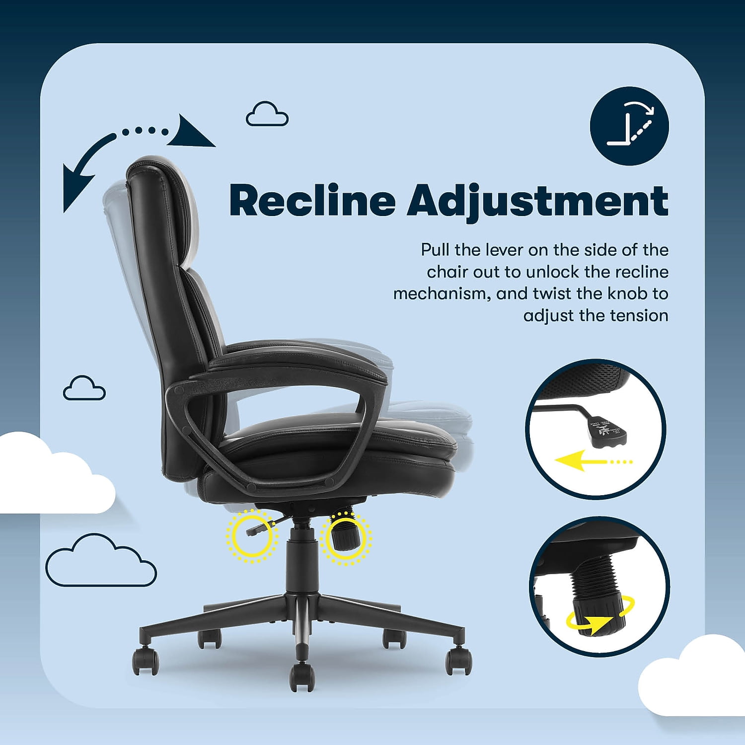 Serta Comfort Ergo Executive Office Chair Ergonomic with Black Bonded Leather
