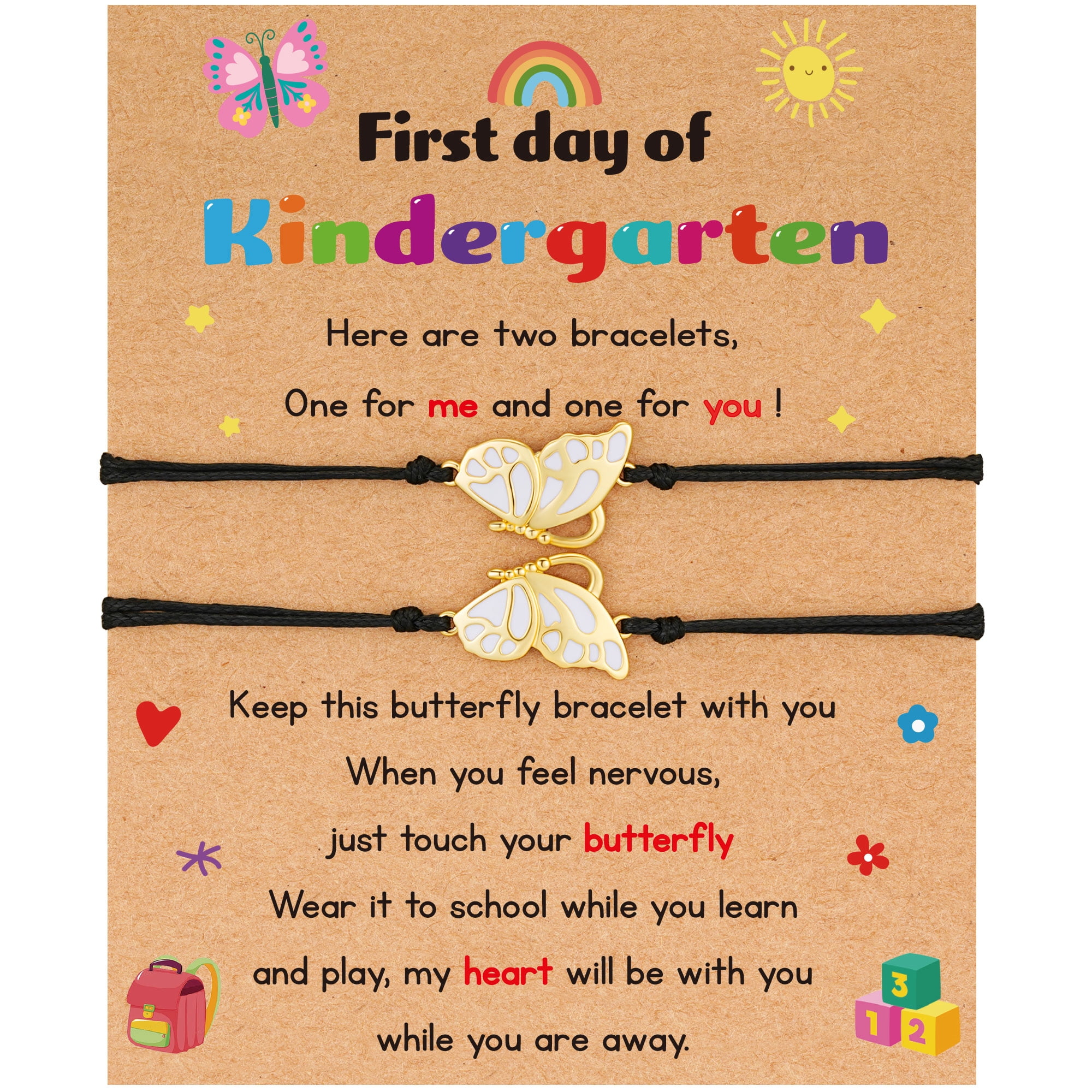 LUNVKY First Day of School Back to School Jewelry Gifts for Girls Kids Matching Butterfly Mommy and Me Bracelet Set Decorations Supplies Stuff Ideas 4-13 Year Old Daughter Granddaughter Teen Age