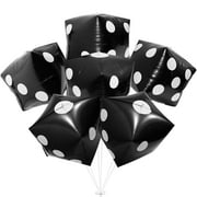 Jumbo 4D Square CORNET Dice Balloon Game Poker Event Birthday Decoration, 6 Pack Black Cube Balloons Casino Balloons Metallic Dice Foil Balloons Casino Royale Las Vegas Hollywood Party Supplies