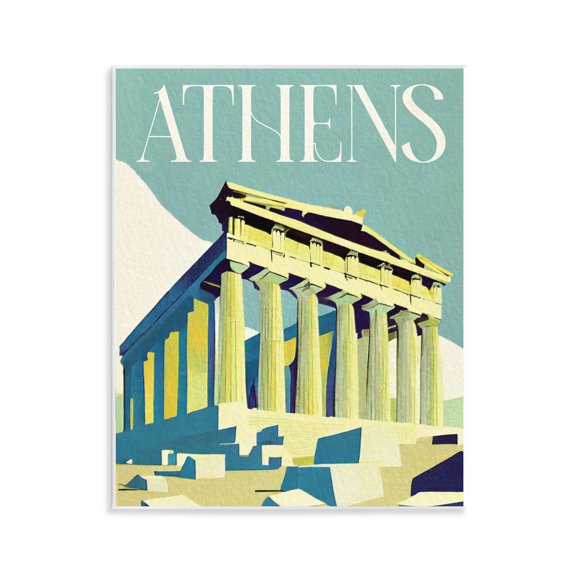 Stupell Industries Modern Athens City Landmark Wall Plaque Art, 11 x 14, by Lil' Rue