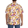 thumbnail image 3 of Lsque flowers and flying butterflies Print Men's Cuban Collar Short Sleeve Shirt Summer Beachwear Casual Button Down Fashionable Vacation Leisure Shirt-Small, 3 of 5