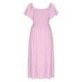 thumbnail image 6 of SMihono Summer Dresses for Women 2025 Comfy Square Neck Short Puff Sleeve Smocked Tiered Ruffle Hem Maxi Dress A Line Outfits Pink L, 6 of 7