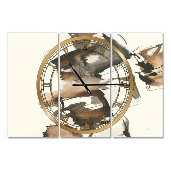 Designart 'Gold Glam Squares II' Modern Wall Clock