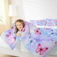 thumbnail image 6 of Manfei Cartoon Pink Butterfly Full Size Comforter Sets, Dreamy Watercolor Bedding Comforter Set, Teens Kids Girls Female Reversible Bedding Sets, Luxury Bedroom Decor, 3pcs, 6 of 9