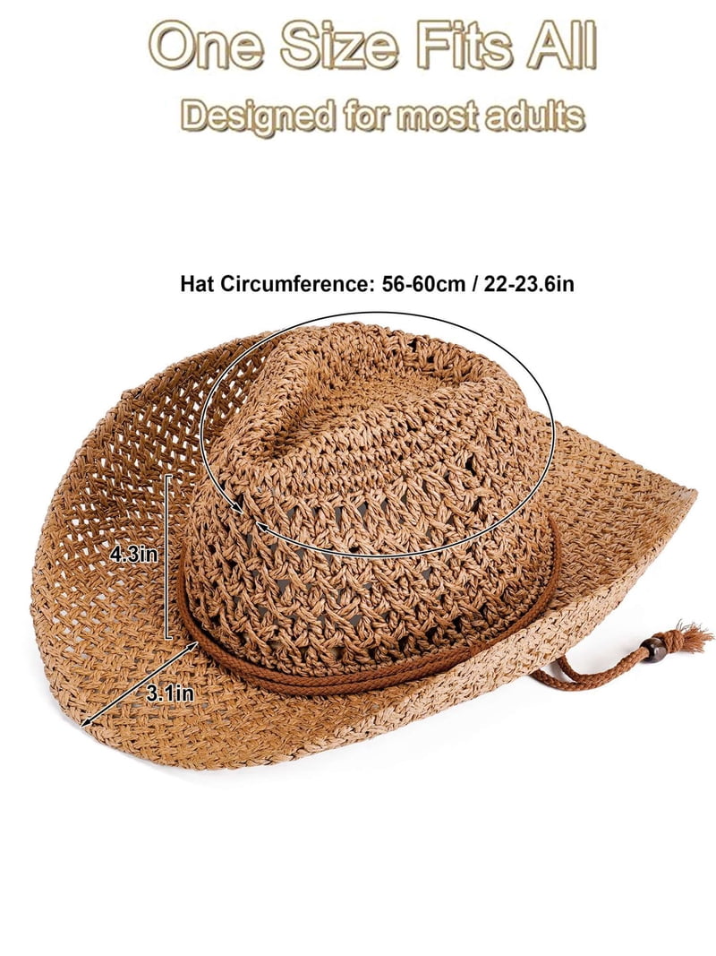 Deago Straw Cowboy Hat for Men Women Western Cowgirl Hat 