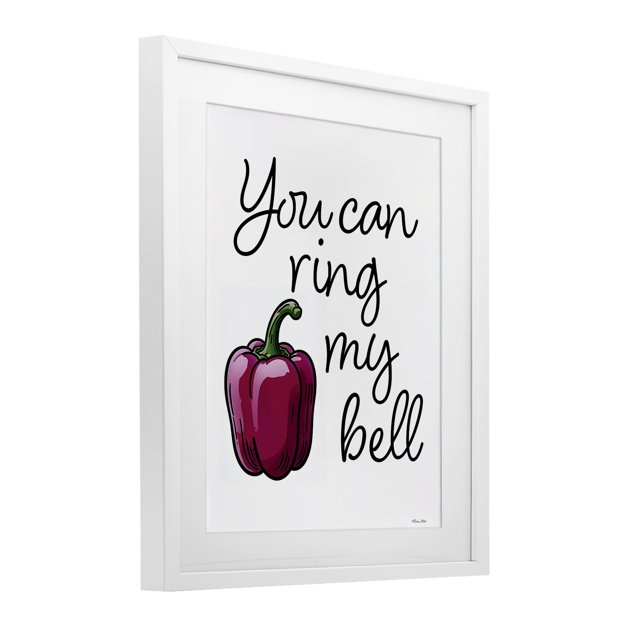 Stupell Industries Ring My Bell Pepper White Framed Print Under Glass, design by Susan Ball