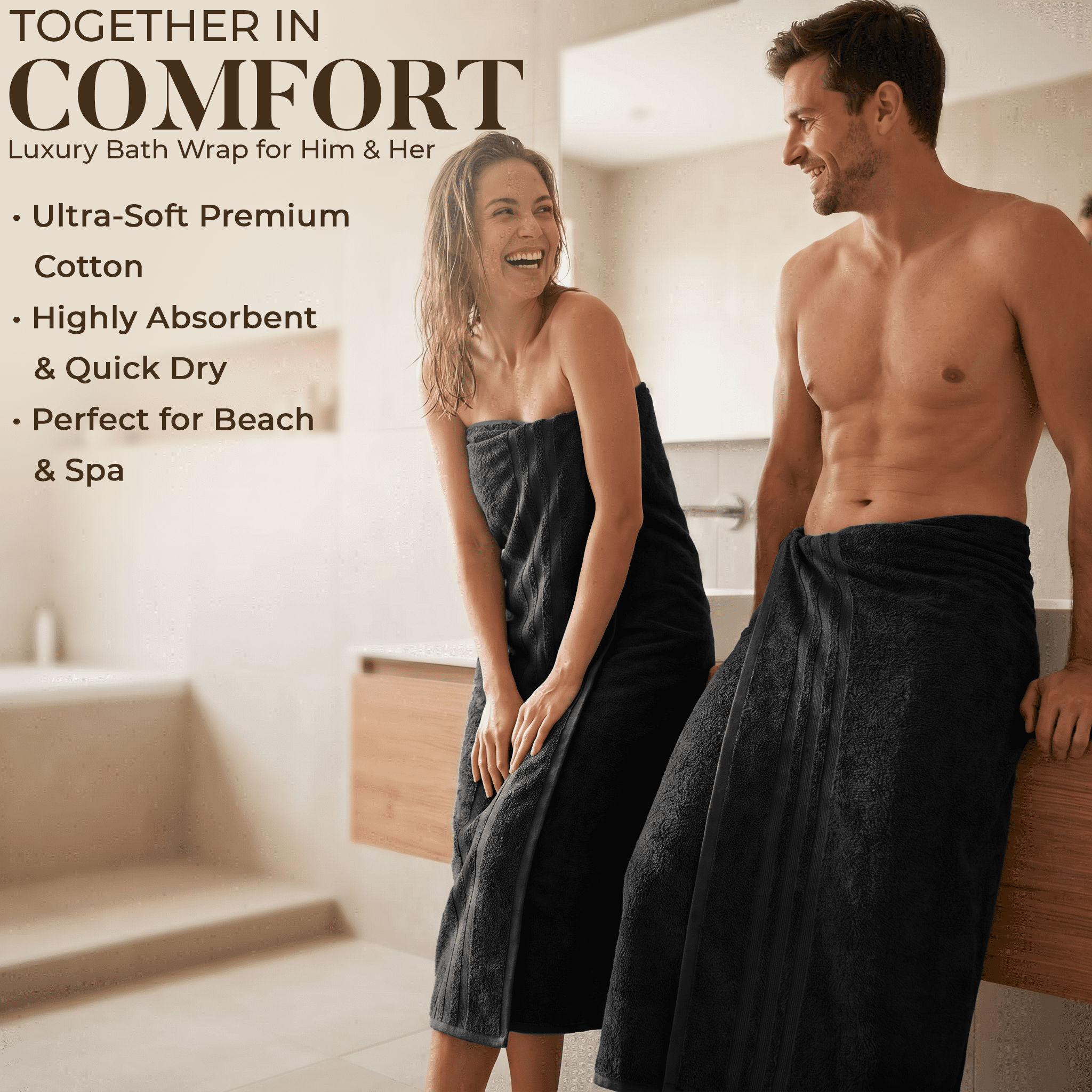 Dan River Bath Sheet 2 pack 35x70 in Quick Drying Oversized Soft Absorbent Cotton Towel - Black
